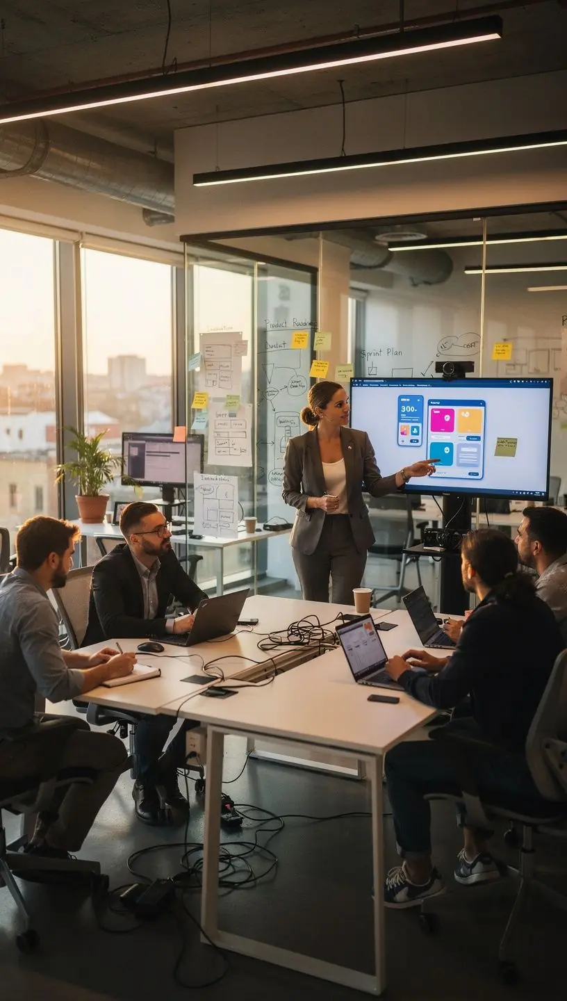 Panoramă a unui cartier urban modern cu clădiri inteligente echipate cu tehnologie avansată pentru eficiență energetică.